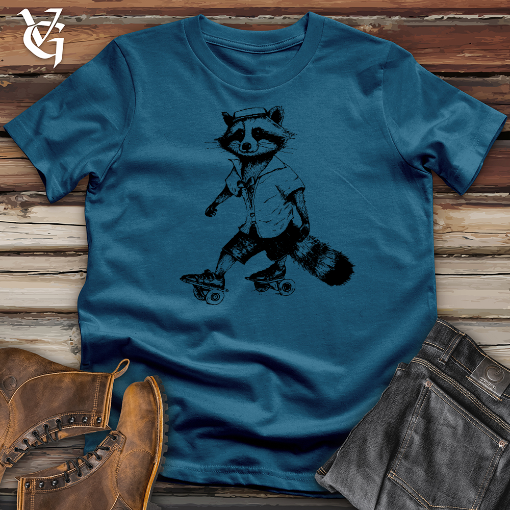 Raccoon On Roller Skates Cotton Tee