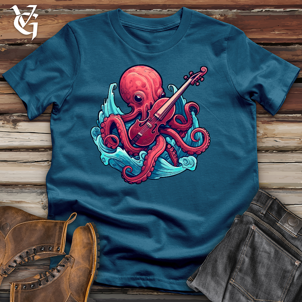 Octopus Playing a Violin Cotton Tee