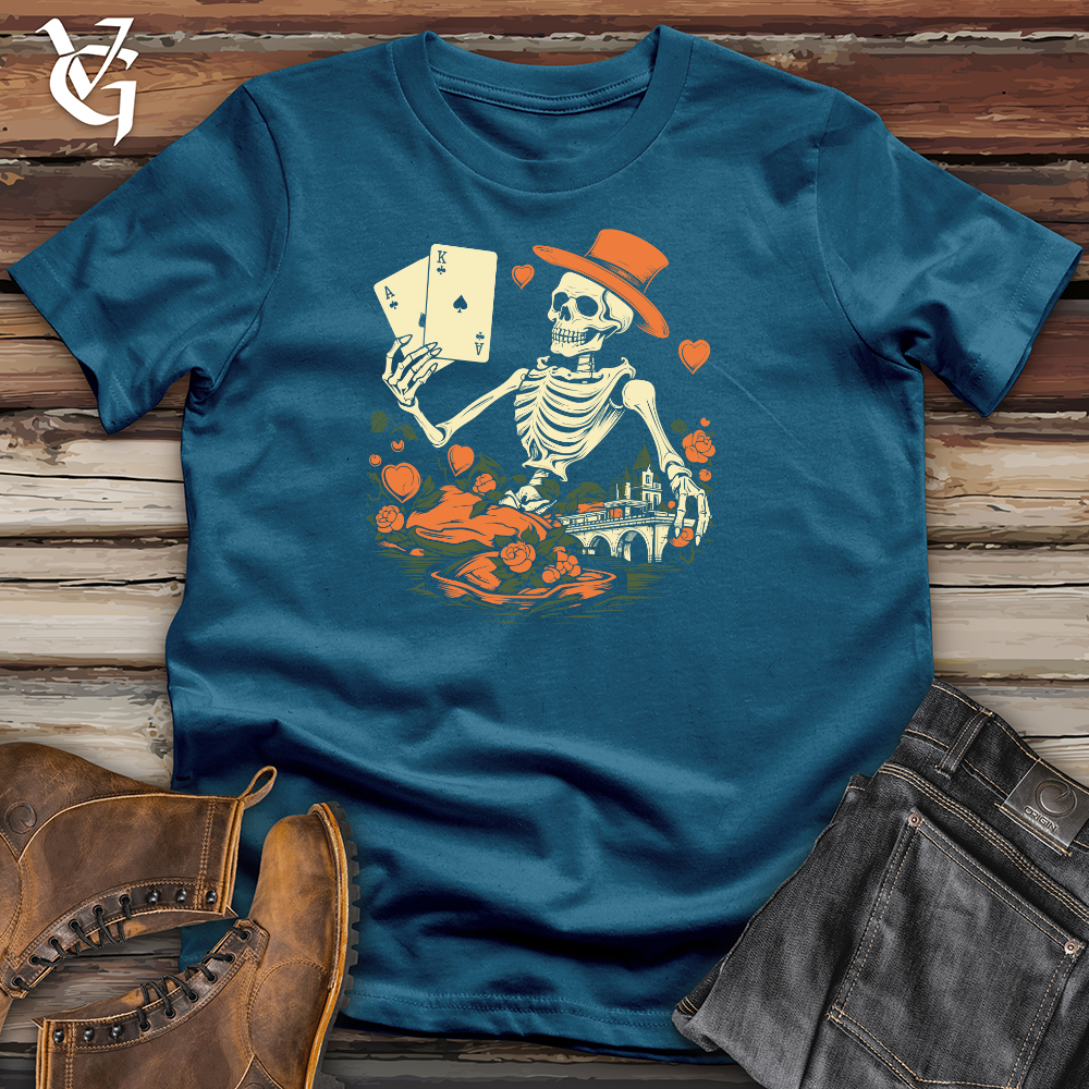 Whimsical Peach Card Shark Cotton Tee