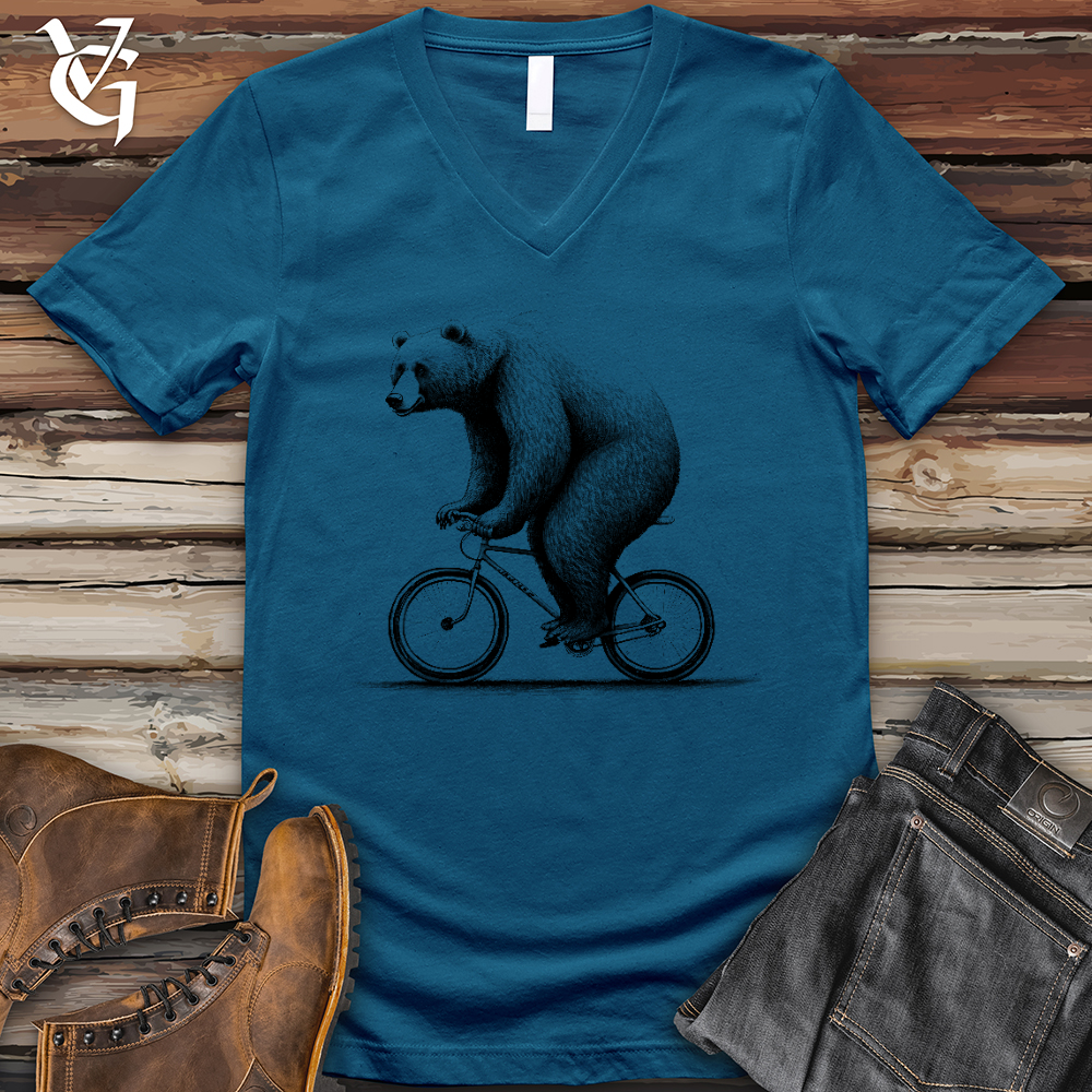 Bear Riding Bike V- Neck Tee