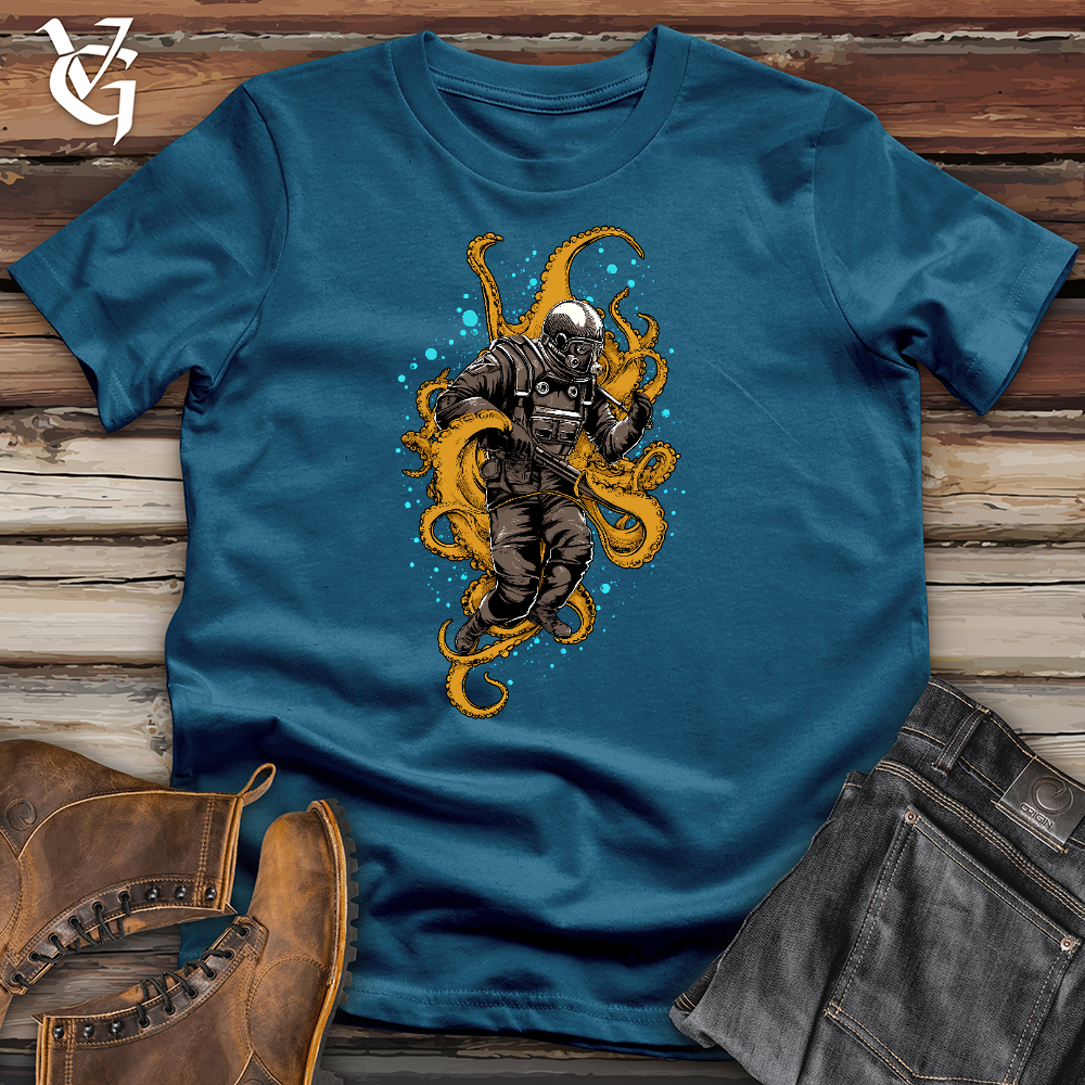 Octopus Wrestling Scuba Diver Cotton Tee