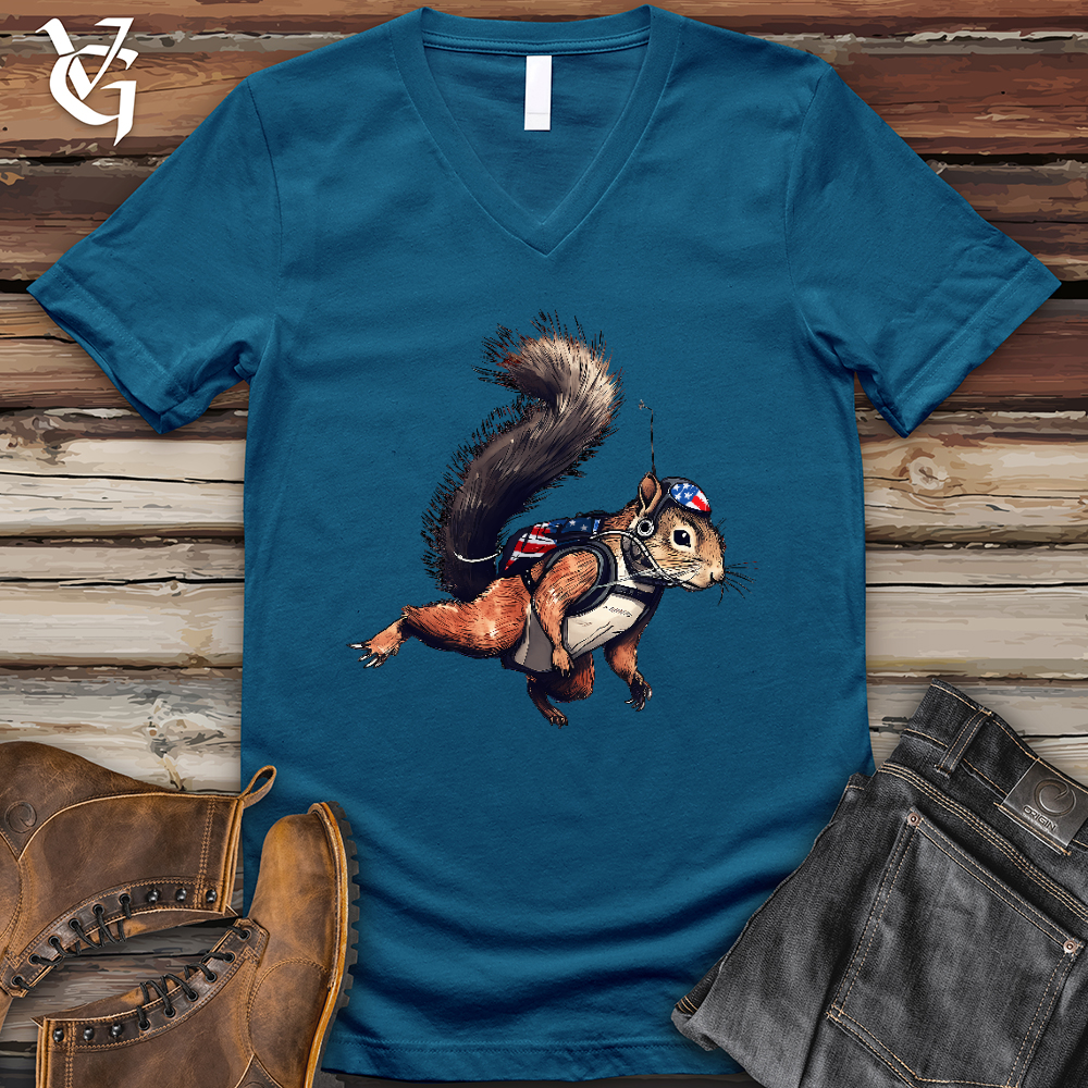 American Skydiving Squirrel V-Neck Tee