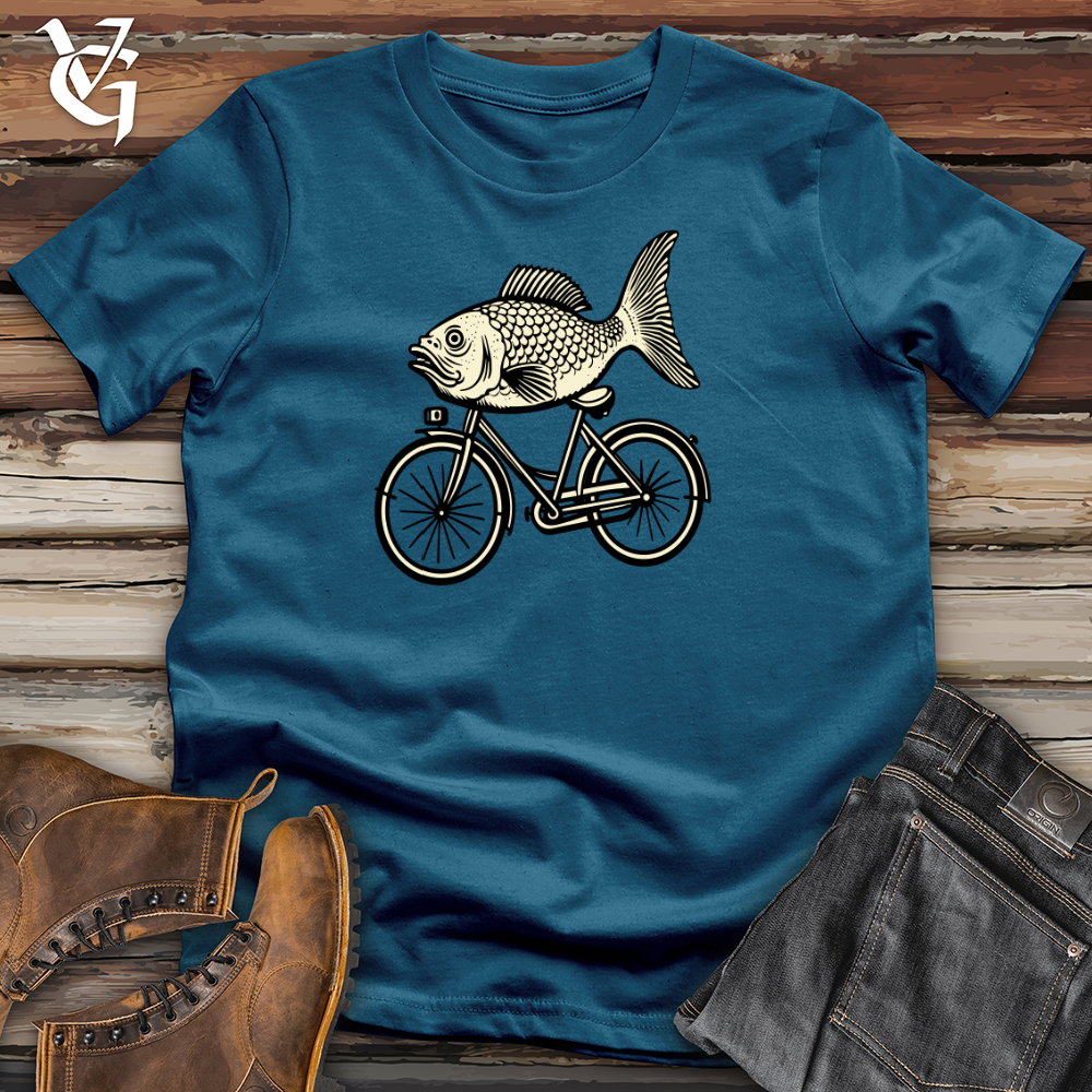 Retro Riding Fish Cotton Tee