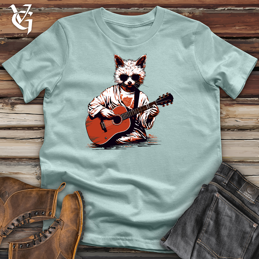 Super Cool Cat Playing Guitar Cotton Tee