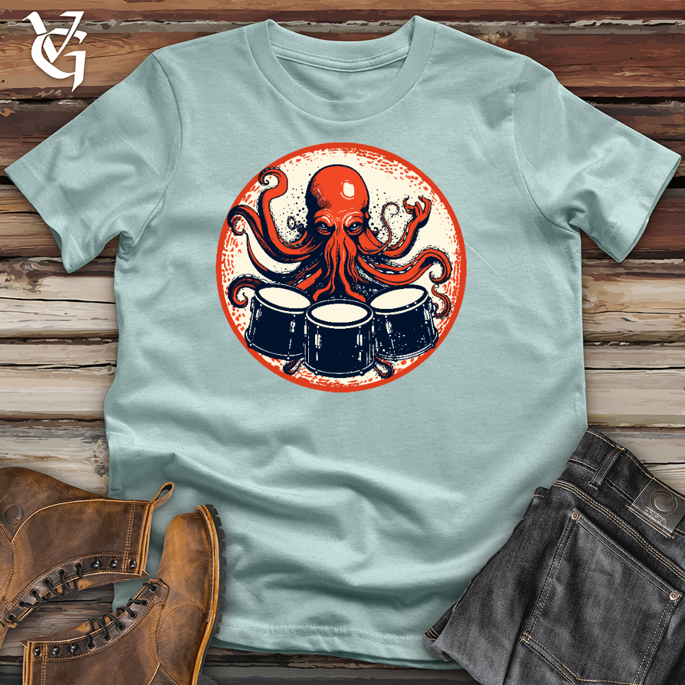Octopus Playing Drums Cotton Tee