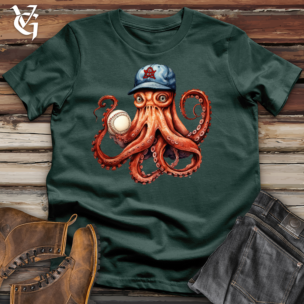 Octopus Baseball Player Cotton Tee