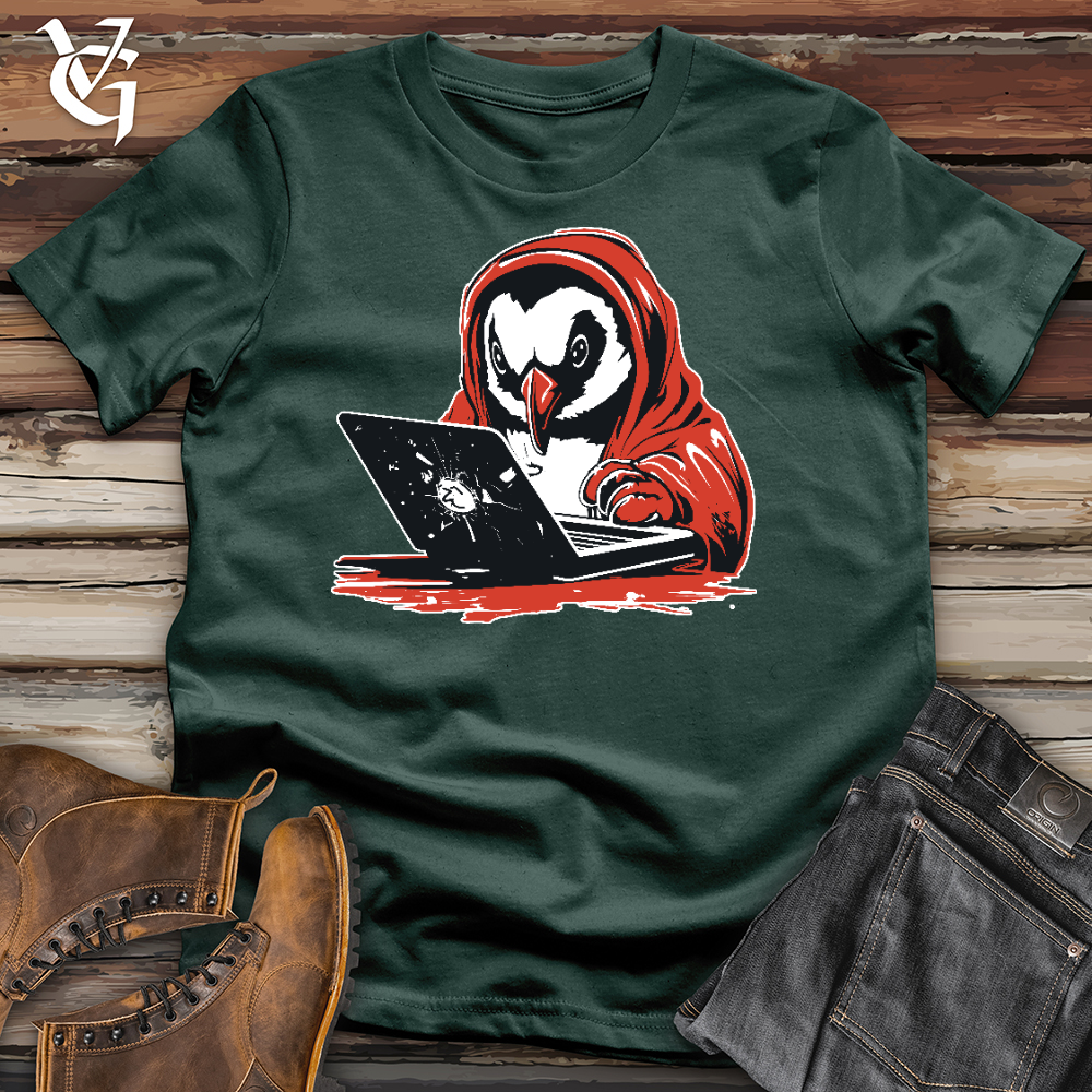 Penguin Watching Laptop Cotton Tee