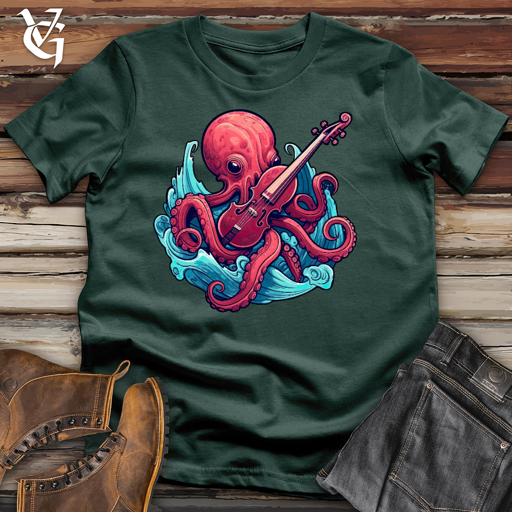 Octopus Playing a Violin Cotton Tee