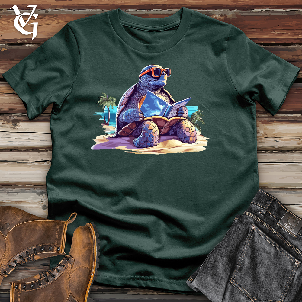 Sea Turtle Reading a Book Cotton Tee