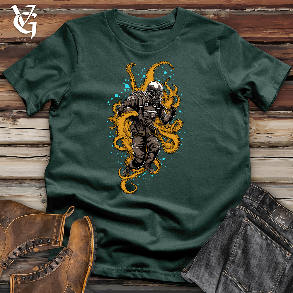 Octopus Wrestling Scuba Diver Cotton Tee