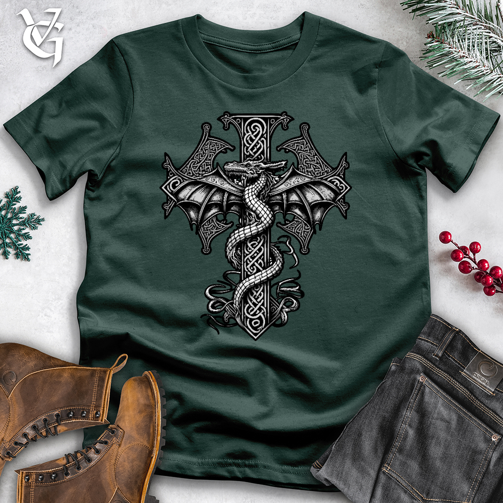 Celtic Dragon Cross Cotton Tee