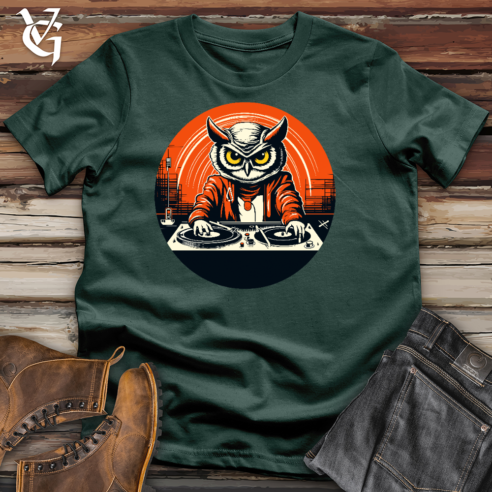 Dj Owl Making Techno Music Cotton Tee