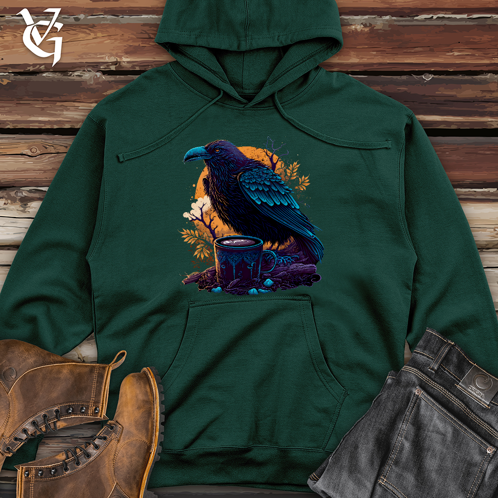 Raven Drinking Coffee  Midweight Hooded Sweatshirt