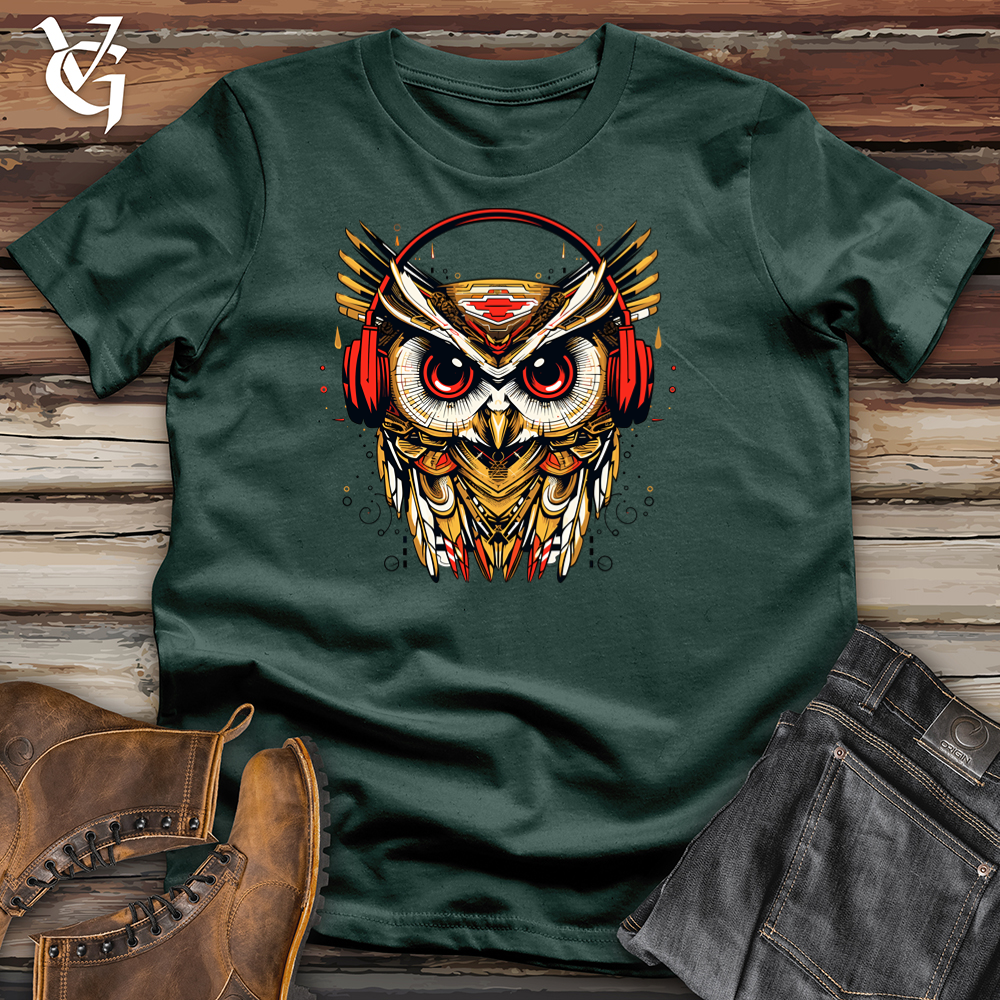 Retro Groove Owl DJ Cotton Tee