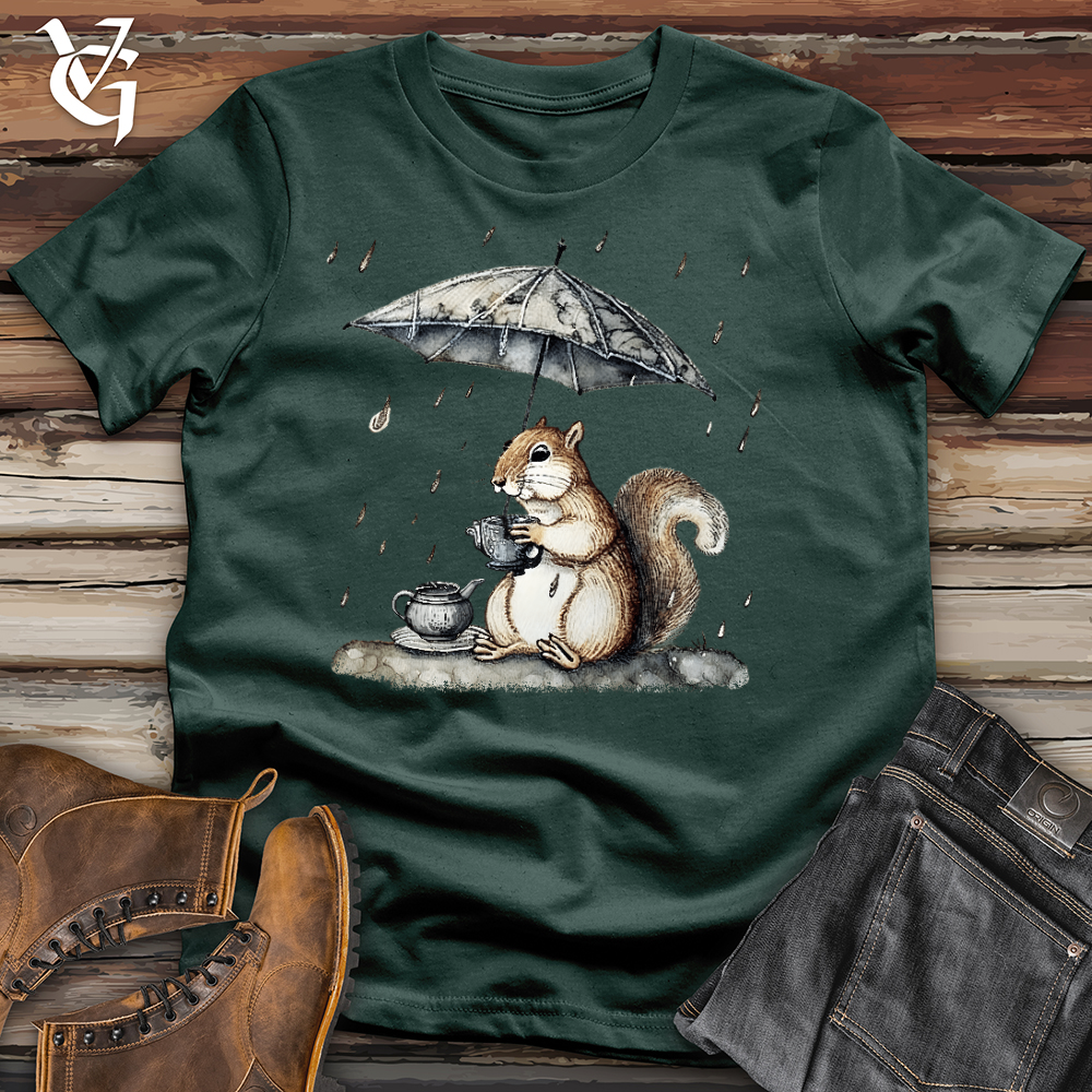 Squirrel In The Rain Cotton Tee
