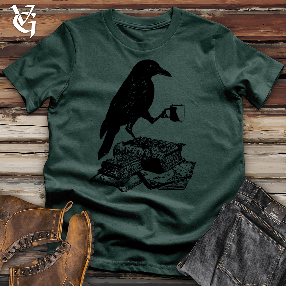 Reading Raven Holding Coffee Tee