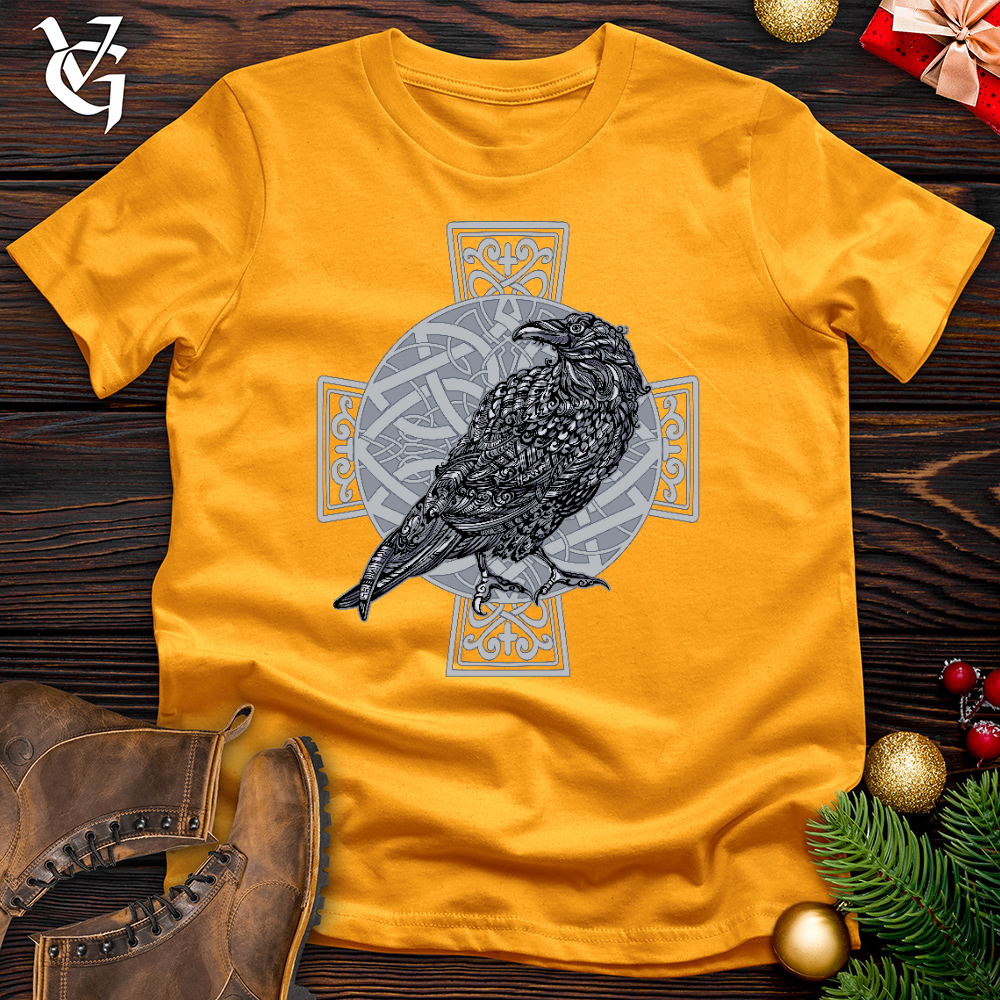 Celtic Cross Raven Cotton Tee