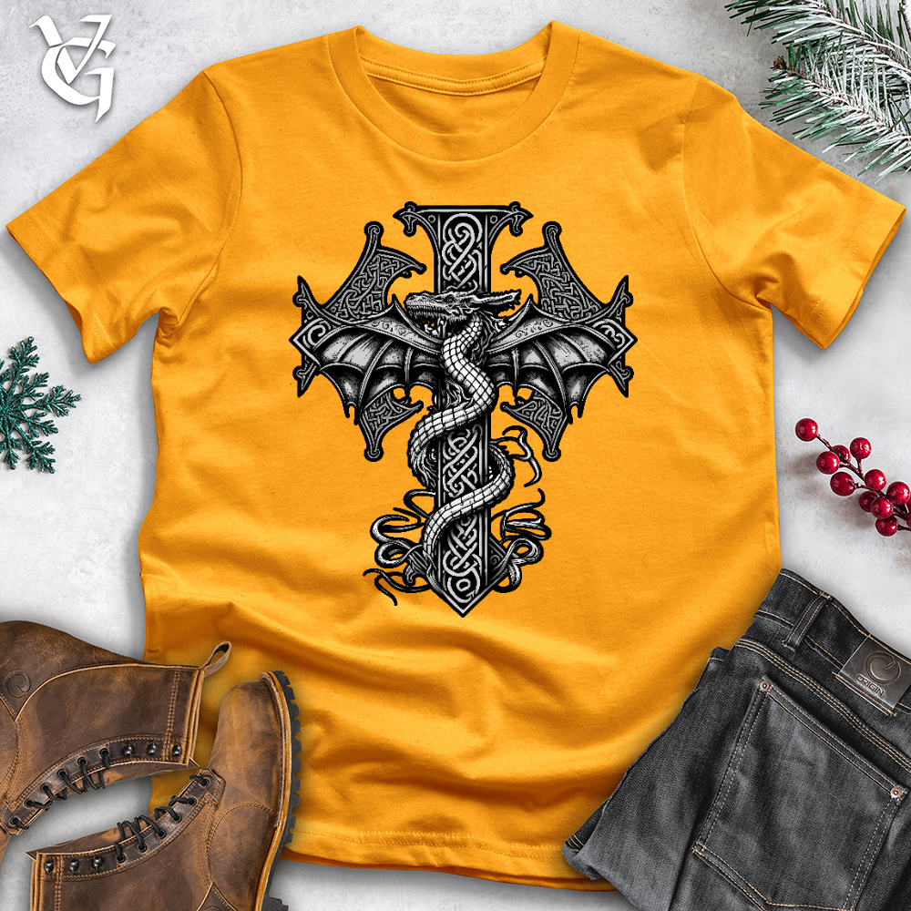Celtic Dragon Cross Cotton Tee