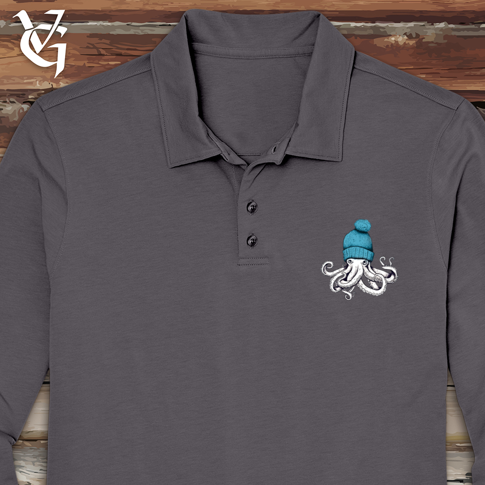 Octopus Wearing Beanie Long Sleeve Polo