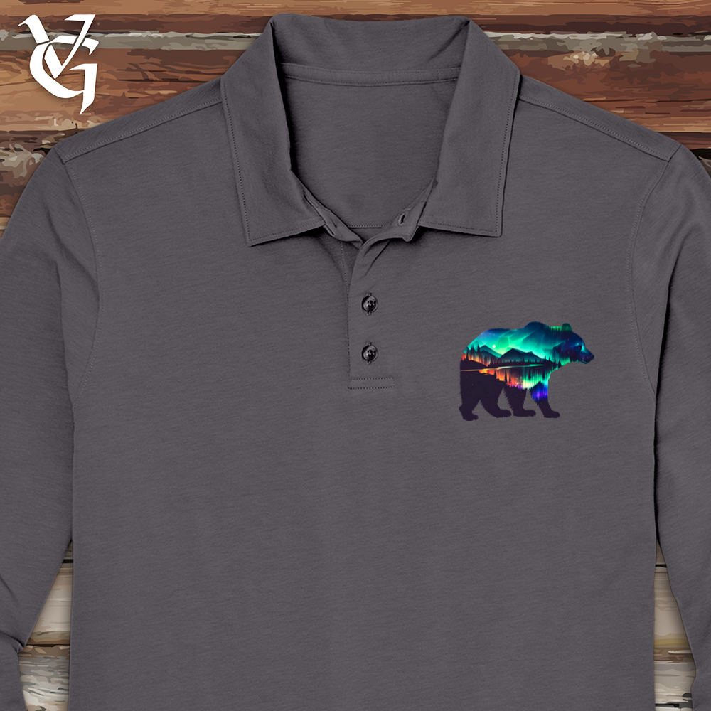 Northern Lights Bear Long Sleeve Polo