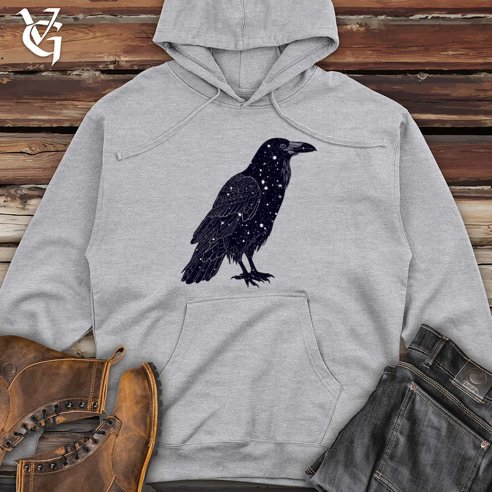 Celestial Raven Silhouette Midweight Hooded Sweatshirt