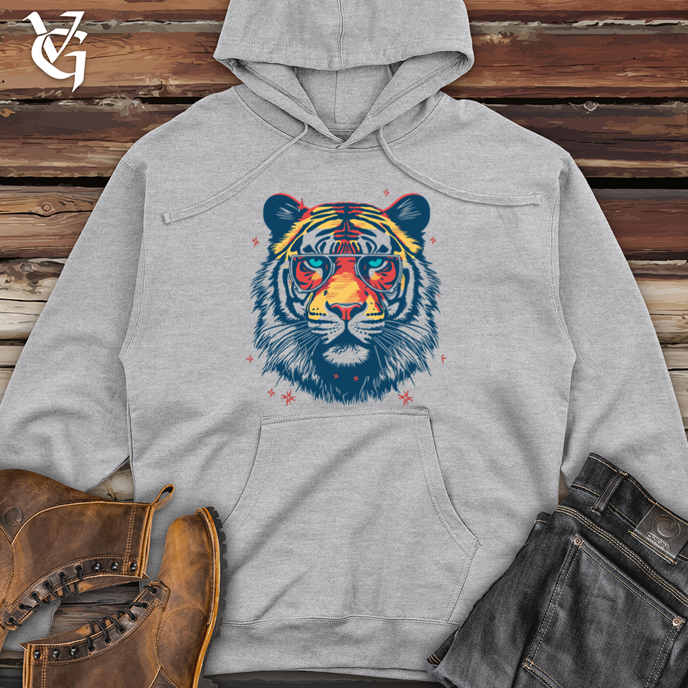 Retro Cosmic Shades Tiger Midweight Hooded Sweatshirt