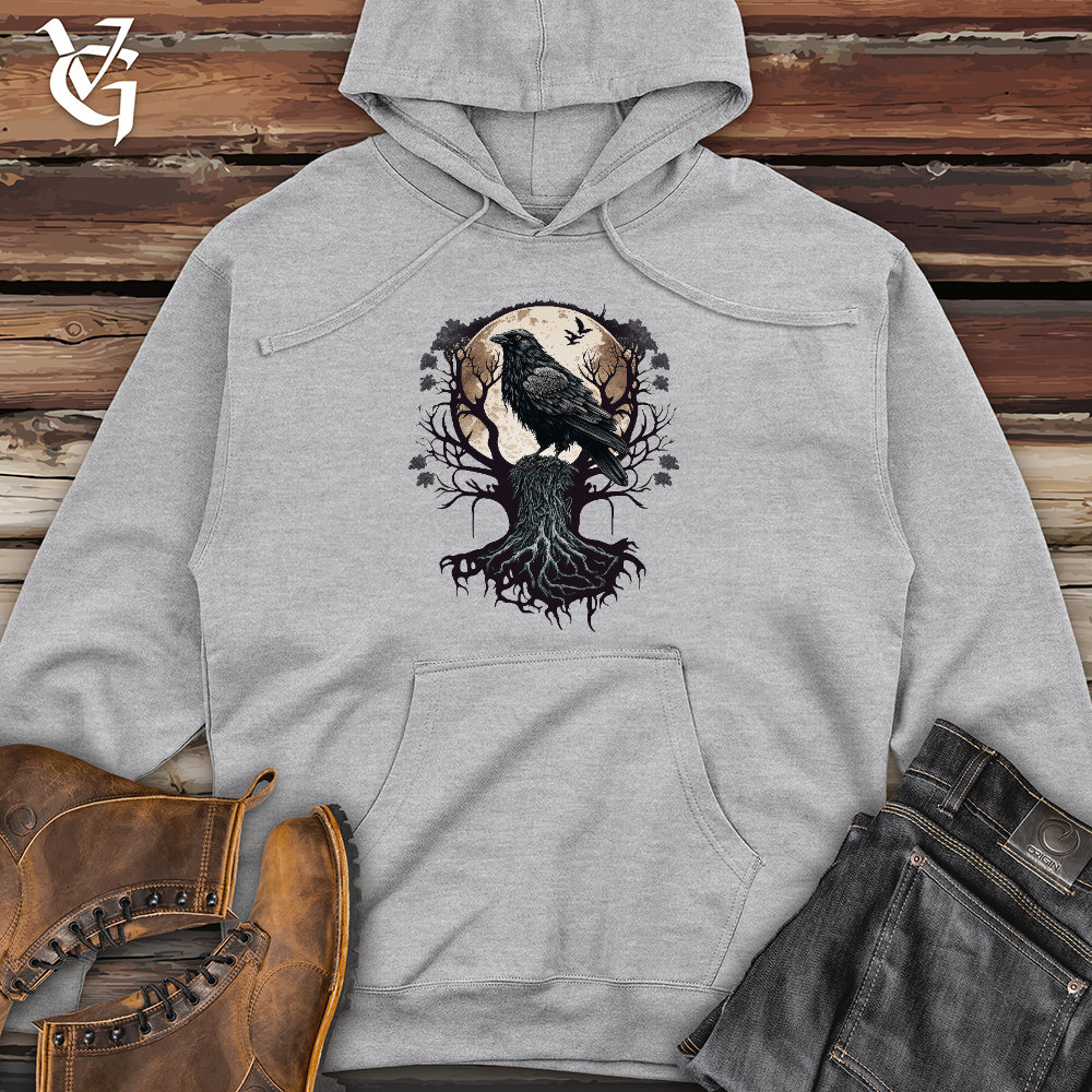Full Moon Raven  Midweight Hooded Sweatshirt