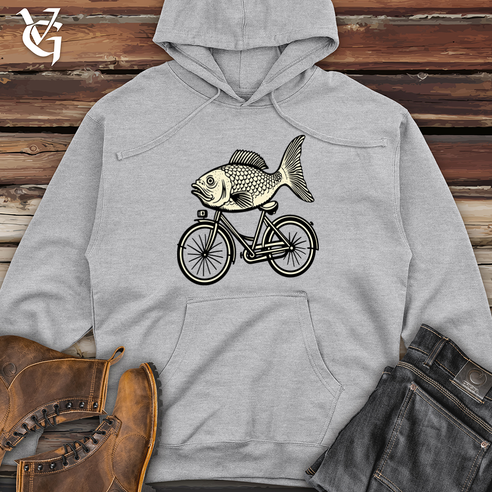 Retro Riding Fish Midweight Hooded Sweatshirt