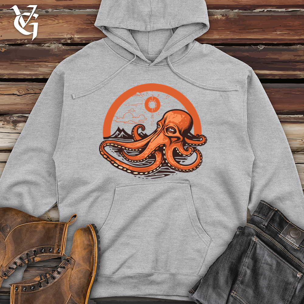 Retro Sleeping Octopus 01 Midweight Hooded Sweatshirt