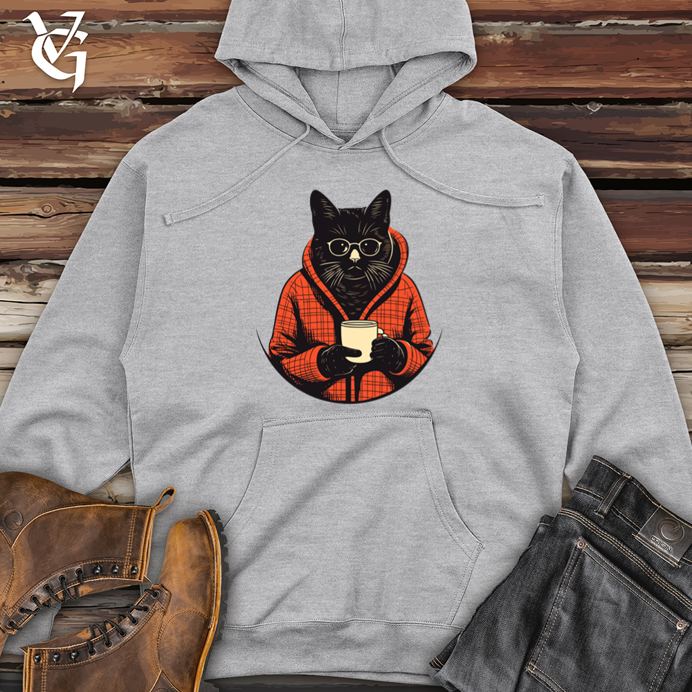 Cozy Sweater Cat Café Midweight Hooded Sweatshirt