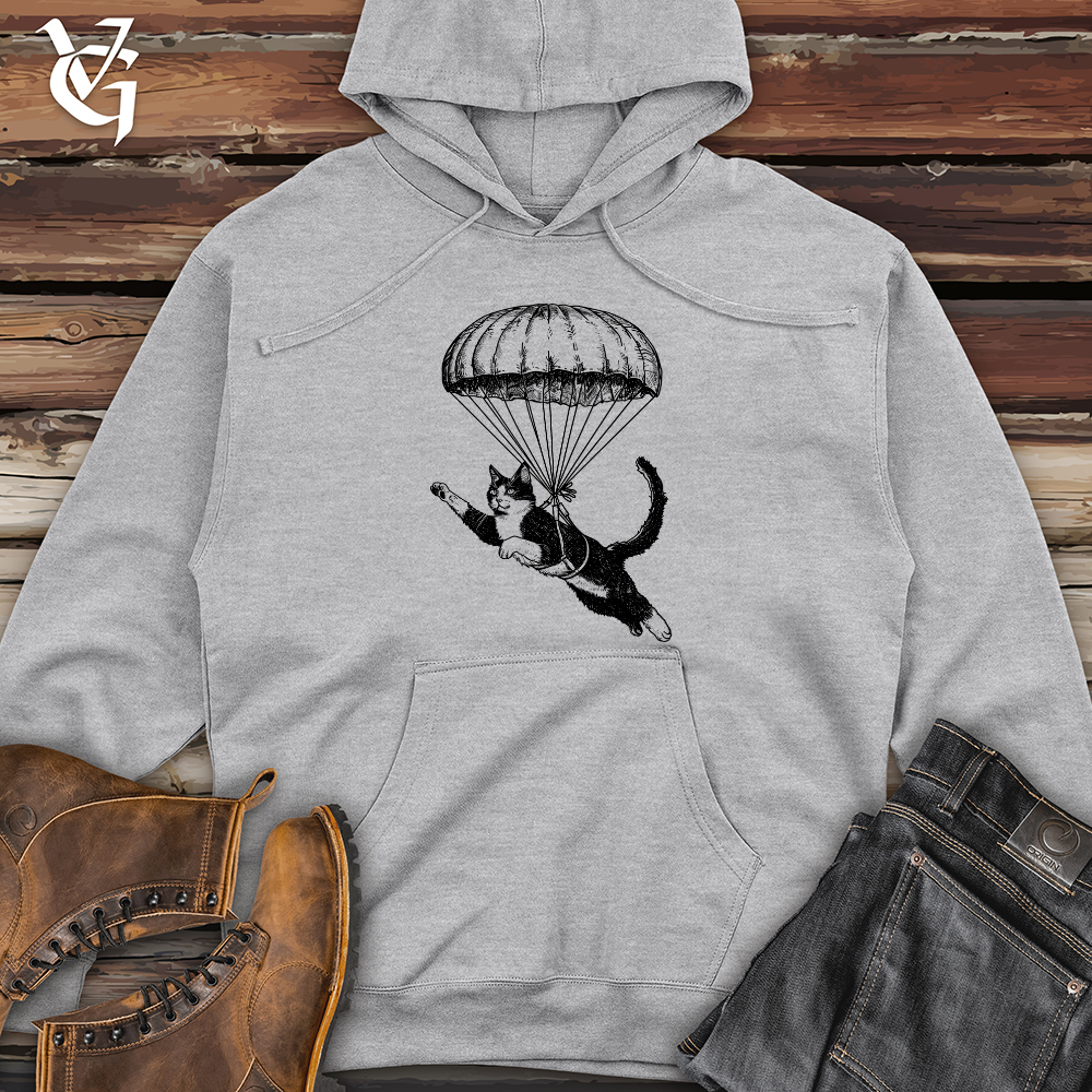 Cat Fly with Parachute Midweight Hooded Sweatshirt