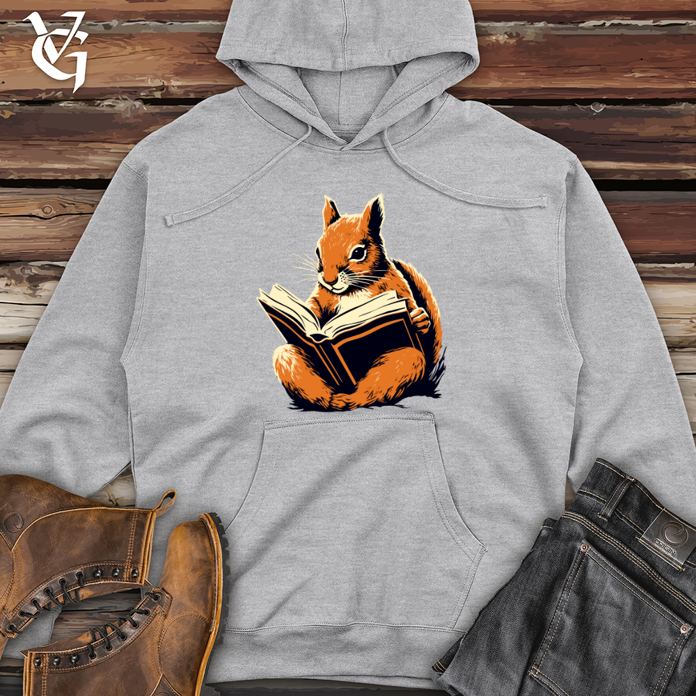 Bookworm Squirrel Midweight Hooded Sweatshirt