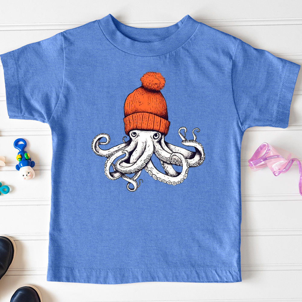 Octopus Orange Beanie Toddler Tee