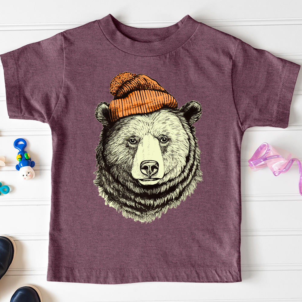 Bear Wearing Hunters Beanie Toddler Tee