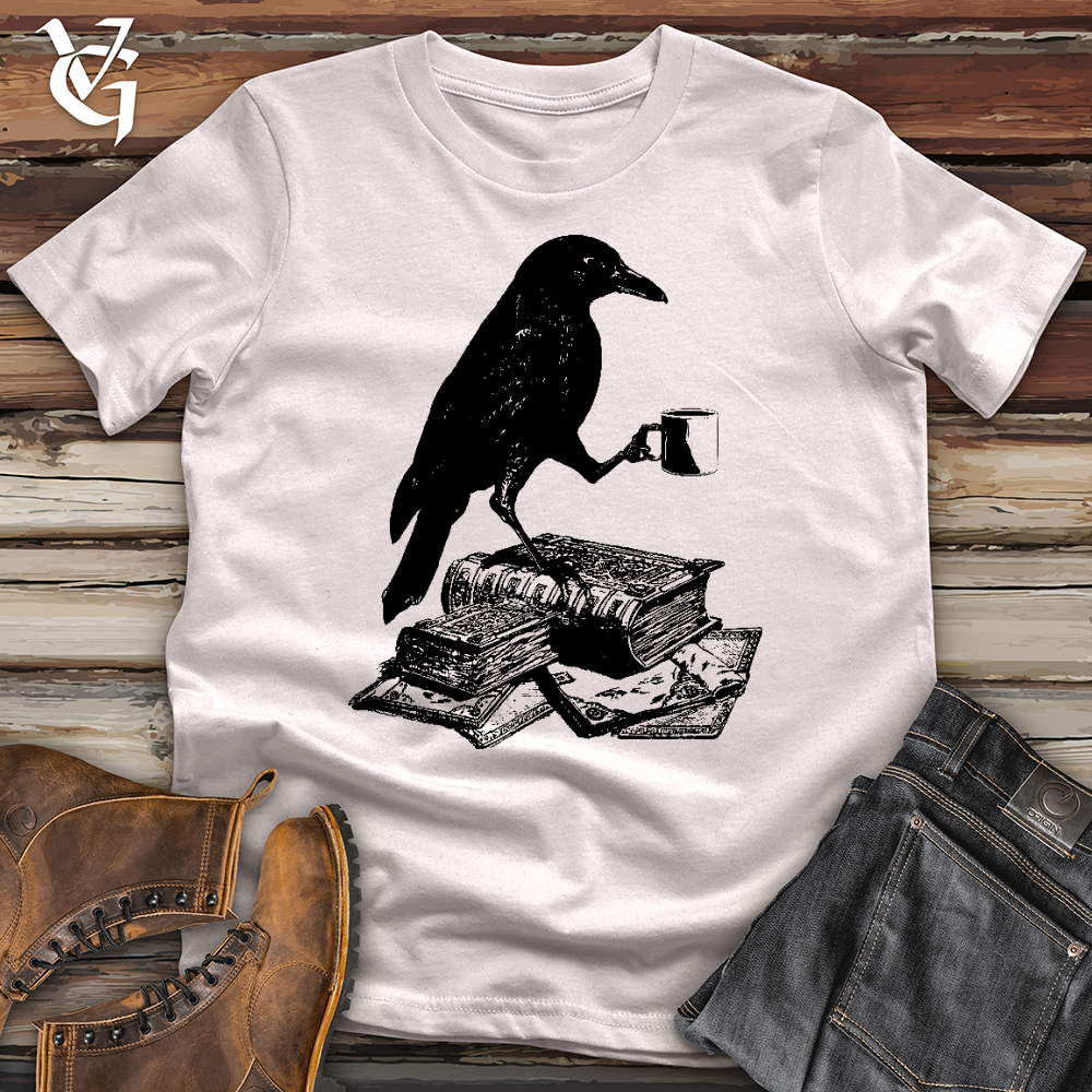 Reading Raven Holding Coffee Softstyle Tee