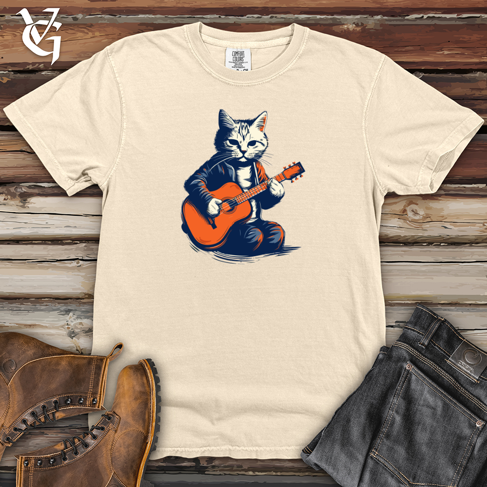 Vintage Guitar Cat Heavy Cotton Comfort Colors Tee