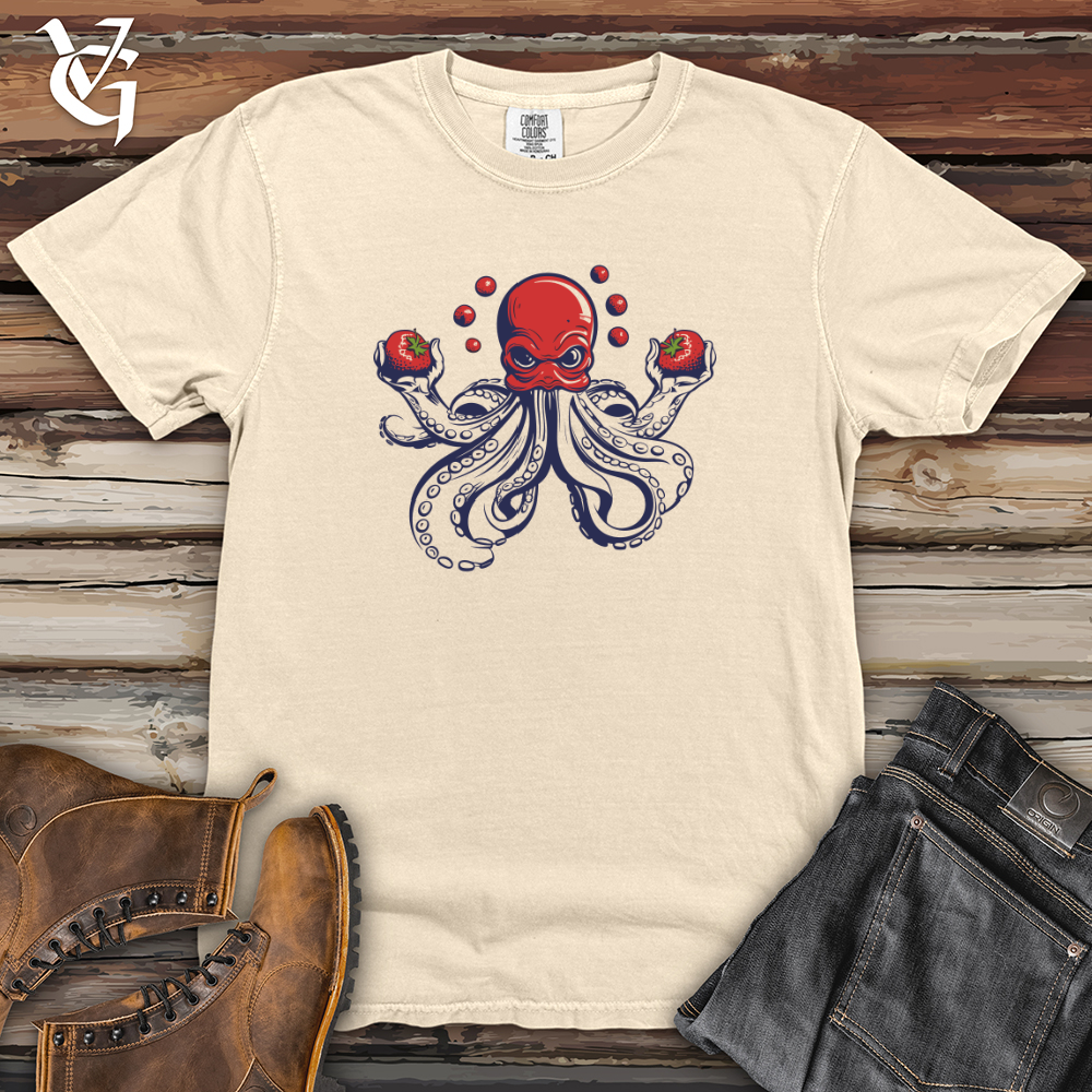 Retro Fruit Juggling Octopus Heavy Cotton Comfort Colors Tee