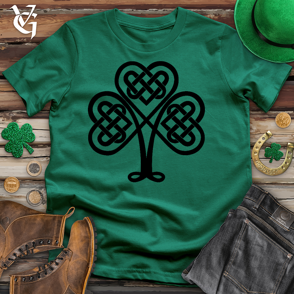 Celtic Clover Black Cotton Tee