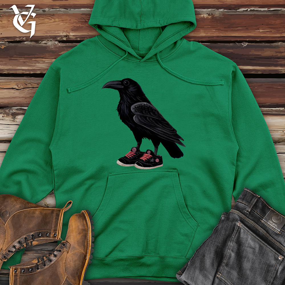 Raven Wearing Sneakers Midweight Hooded Sweatshirt