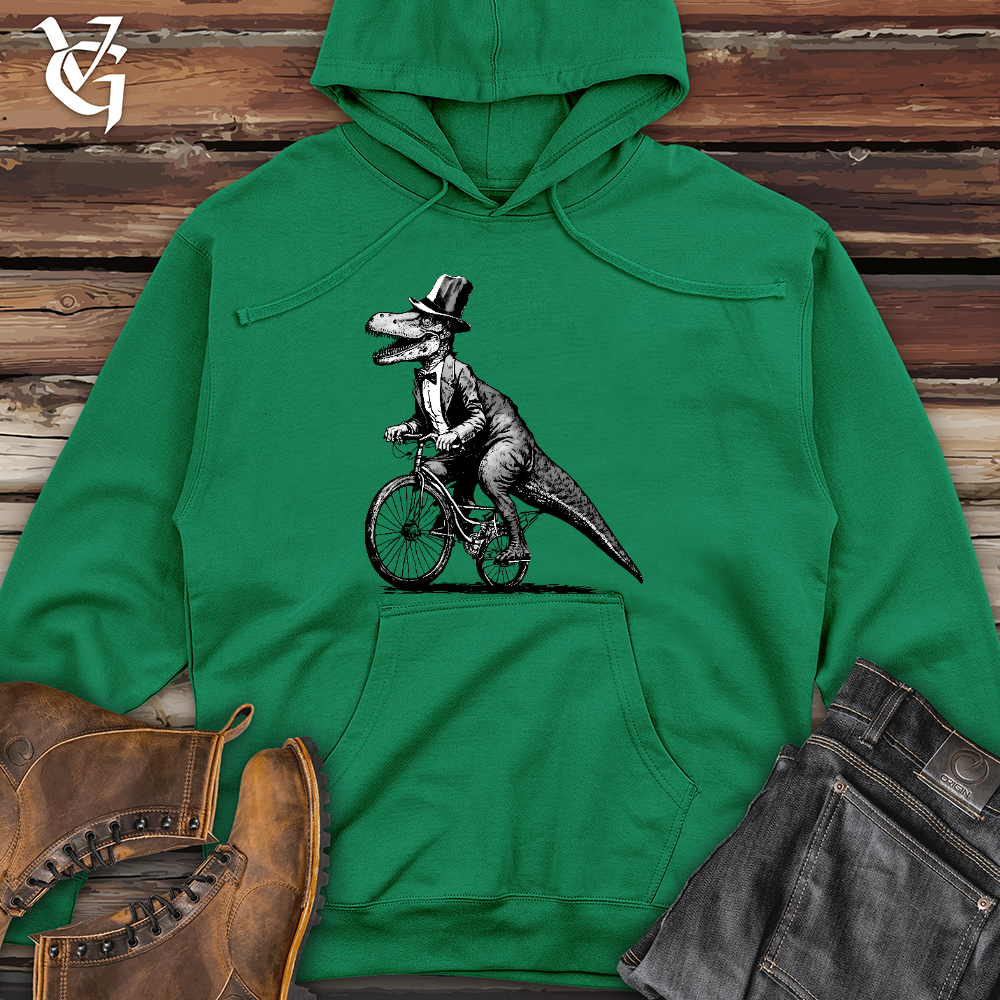 Dinosaur Riding a Bike Midweight Hooded Sweatshirt