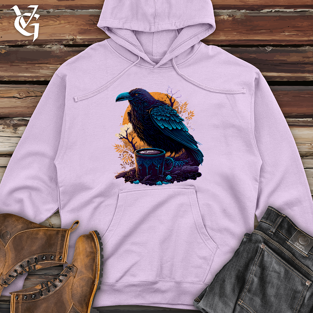 Raven Drinking Coffee  Midweight Hooded Sweatshirt