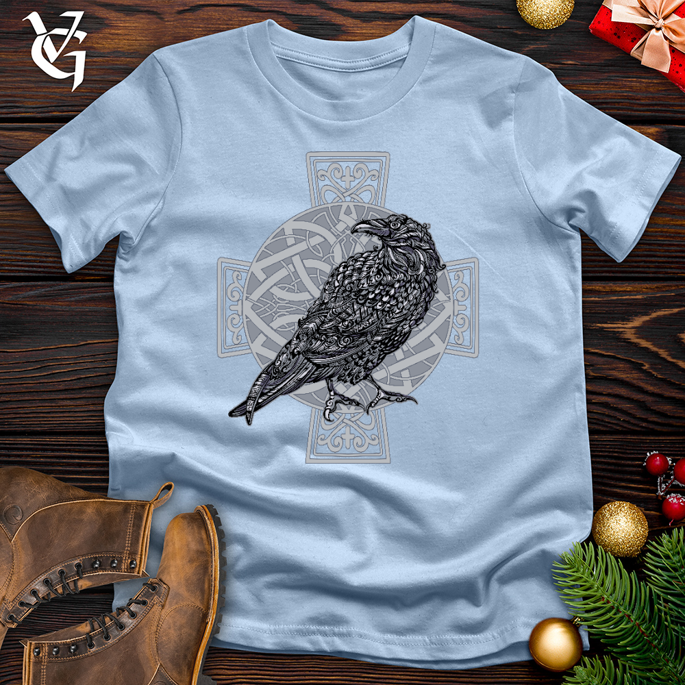Celtic Cross Raven Cotton Tee