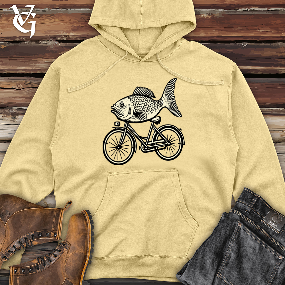 Retro Riding Fish Midweight Hooded Sweatshirt