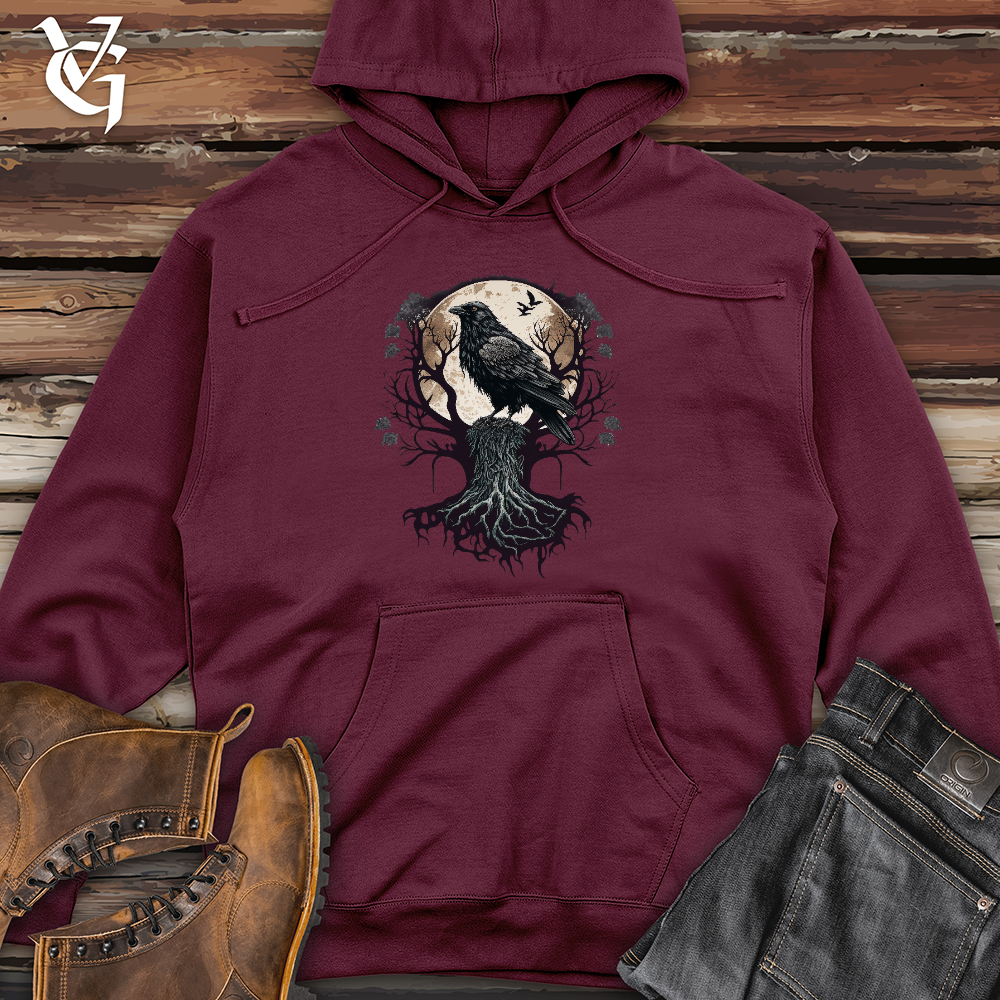 Full Moon Raven  Midweight Hooded Sweatshirt