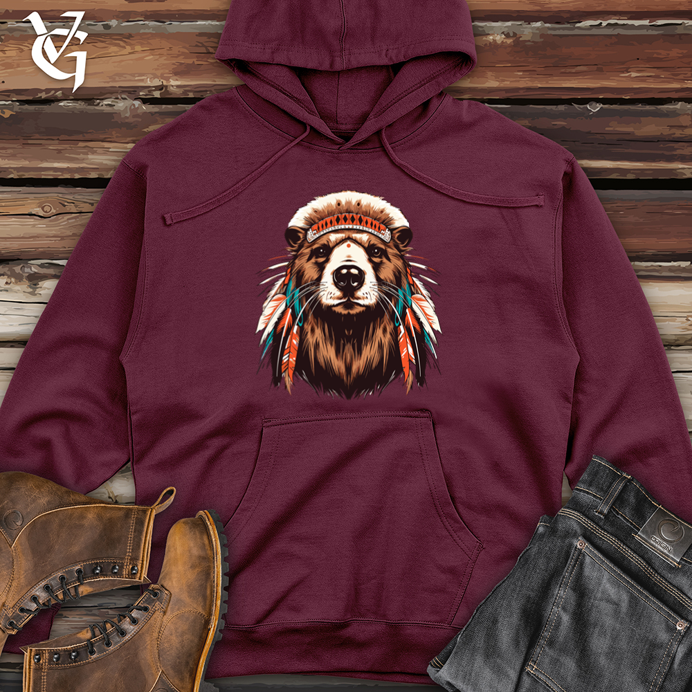 Retro Artistic Beaver 01 Midweight Hooded Sweatshirt