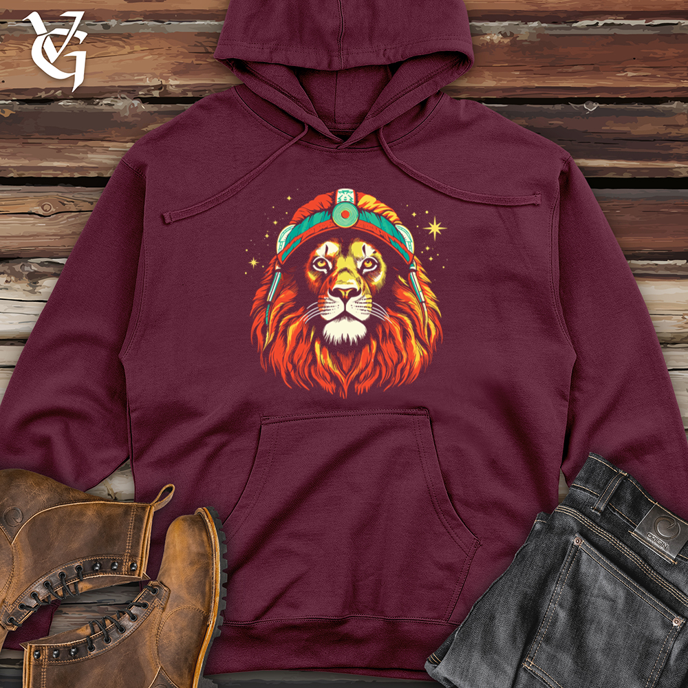 Vintage Cosmic Beanie Lion Midweight Hooded Sweatshirt