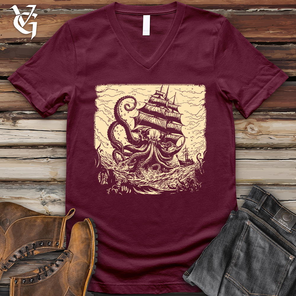 Kraken at Sea V-Neck Tee