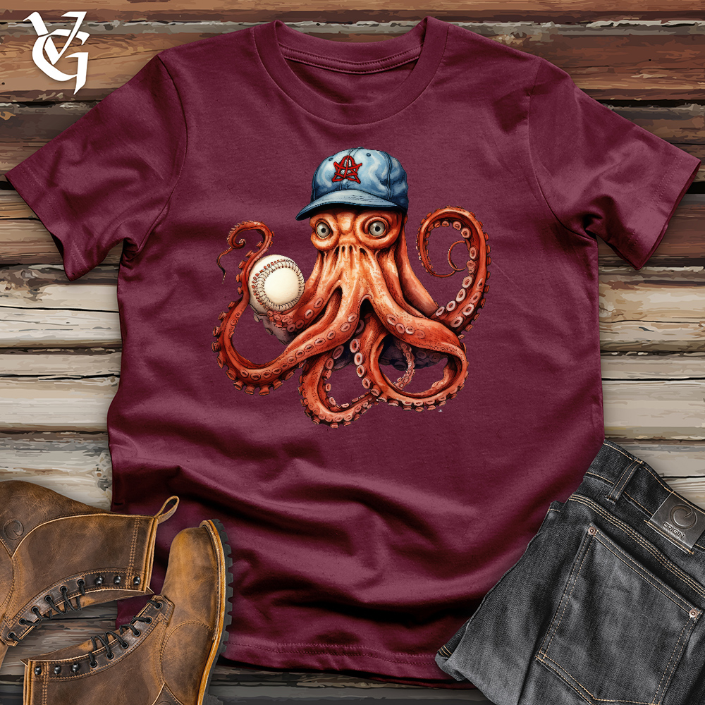 Octopus Baseball Player Cotton Tee