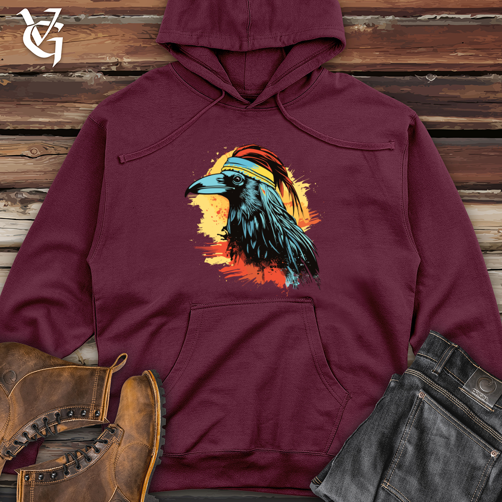 Retro Surfing Raven Midweight Hooded Sweatshirt