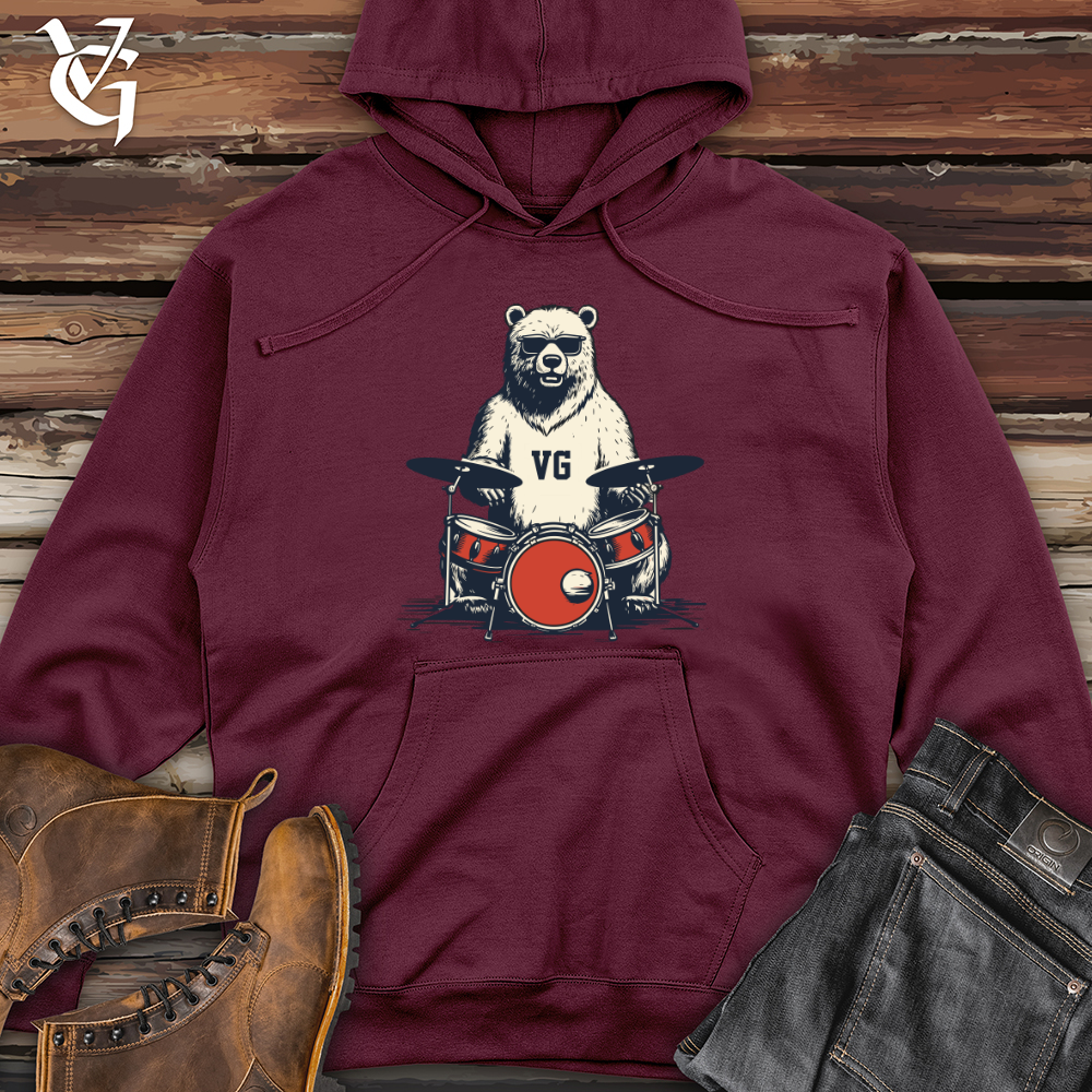 Beaver Woodland Rhythm Drum Beats Midweight Hooded Sweatshirt
